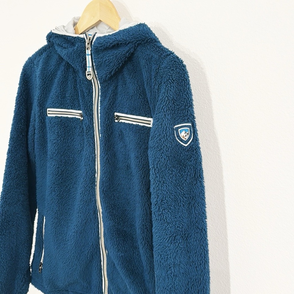 KUHL Blue Fleece Hooded Jacket “Skata” Zipper Front Size Small